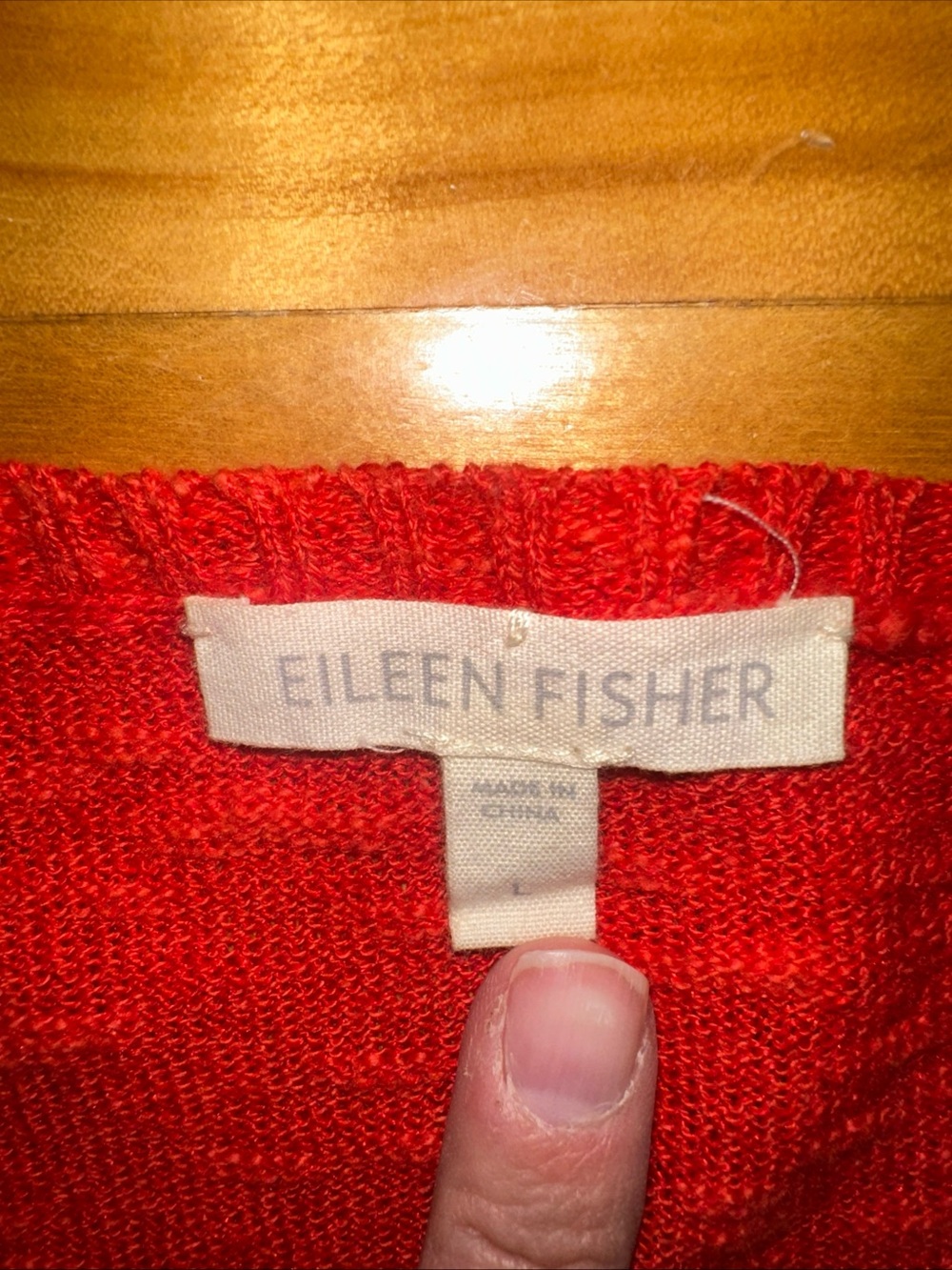 Eileen Fisher Bright Red Knit Sweater Top large - Picture 4 of 10